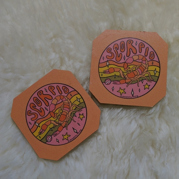 Psychedelic Vintage Style SCORPIO Astrology Coasters - Picture 3 of 5